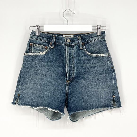 AGOLDE Dee High Rise Denim Shorts Precision Wash Size 27 - Picture 2 of 5